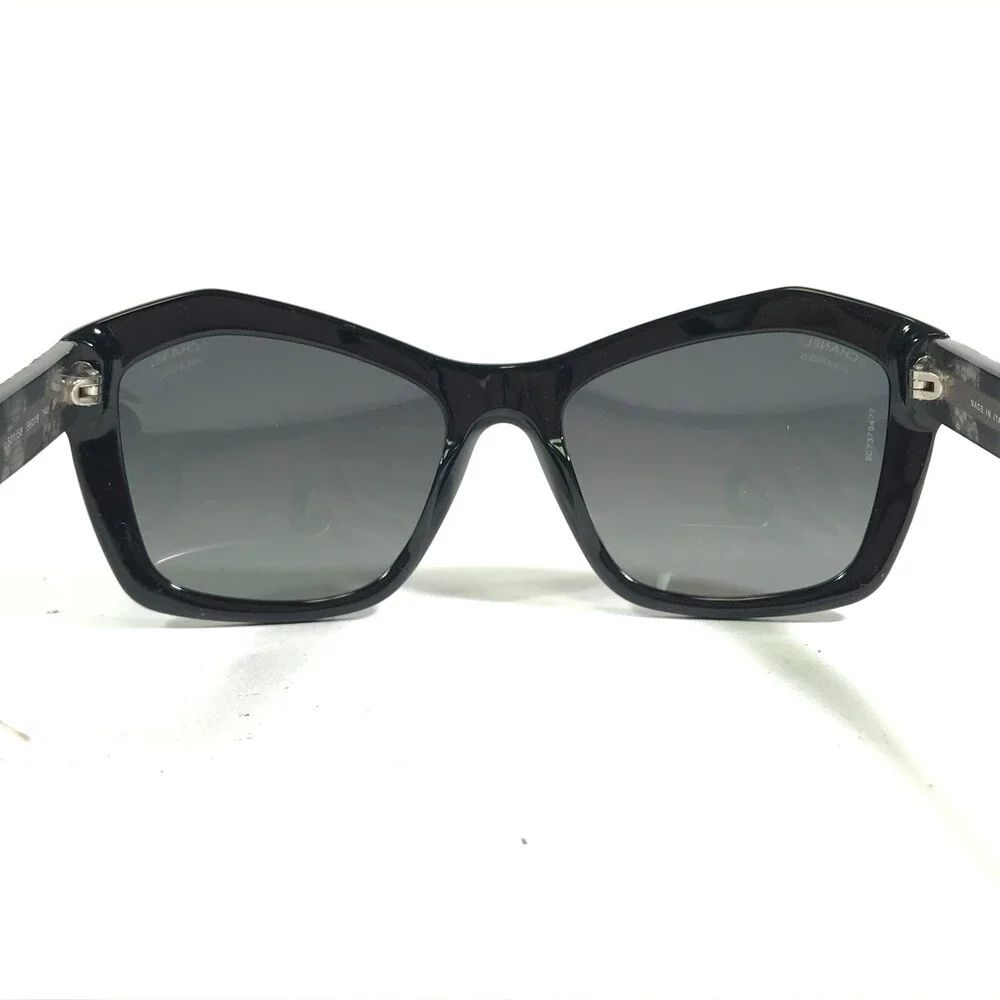 Chanel Sunglasses 5296 c.501/S8 Black Clear Lace Frames w/ Gray Polarized Lenses